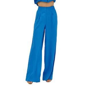 Milly Noelani Linen Blend Wide Leg Pleated Pants Sky Blue 17OP80 Size 6 NEW NWT